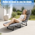 thumbnail image 3 of Heavy duty garden folding lounge chair, weighing up to 600 pounds, compact design, suitable for home, yard, garden rest - space saving, metal material, gray, 3 of 4