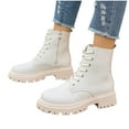 thumbnail image 2 of LOVZFMLL Boots for Women Ankle Combat Boots Lace Up Round Toe Adjustable Straps Low Chunky Heel Classic Fall Winter Boots, 2 of 5
