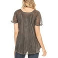 thumbnail image 2 of Sakkas Marzia Women's Loose Fit Short Sleeve Casual Tie Dye Batik Blouse Top Tunic - Gray - Plus Size, 2 of 5