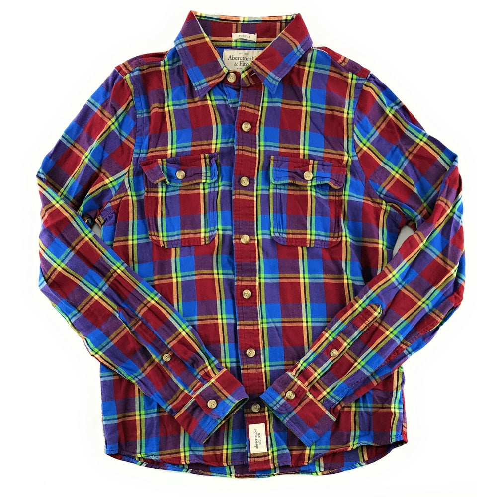 abercrombie-fitch - abercrombie & fitch mens flannel long sleeve shirt ...