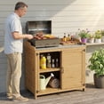 thumbnail image 4 of Lofka Outdoor Wooden Storage Cabinet with Potting Bench, Natural Wood Color, Weatherproof Garden Work Station, Patio Tool Shed for Backyard, 4 of 11