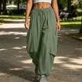 thumbnail image 6 of VBVC Women's Drawstring Baggy Harem Pants , Adjustable Hem Jogger Pants For Women , Ladies' Loose Fit Lantern Trousers with Pockets, Green , S-2XL, 6 of 6
