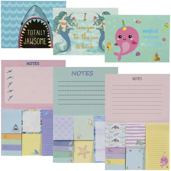 Ensemble de notes autocollantes avec motifs, paquet de 3