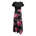 thumbnail image 3 of Pntutb Womens,Fashion Women's Short Sleeve Floral Boho Printing Long Dress Ladies Casual Dress Clothes, 3 of 4
