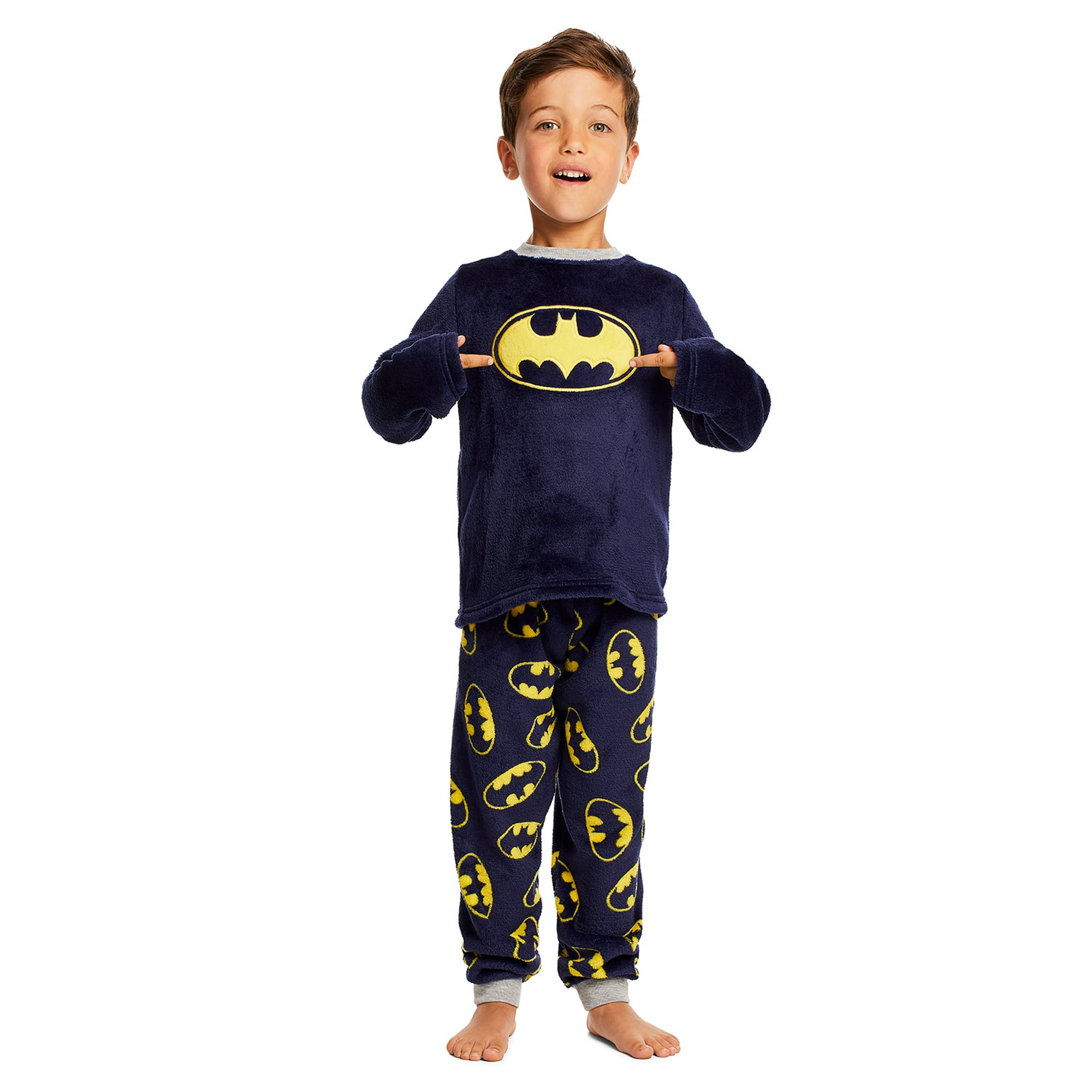 Batman Boys Sleepwear Fleece Kids 2 Piece Pajama Set 4 Walmart