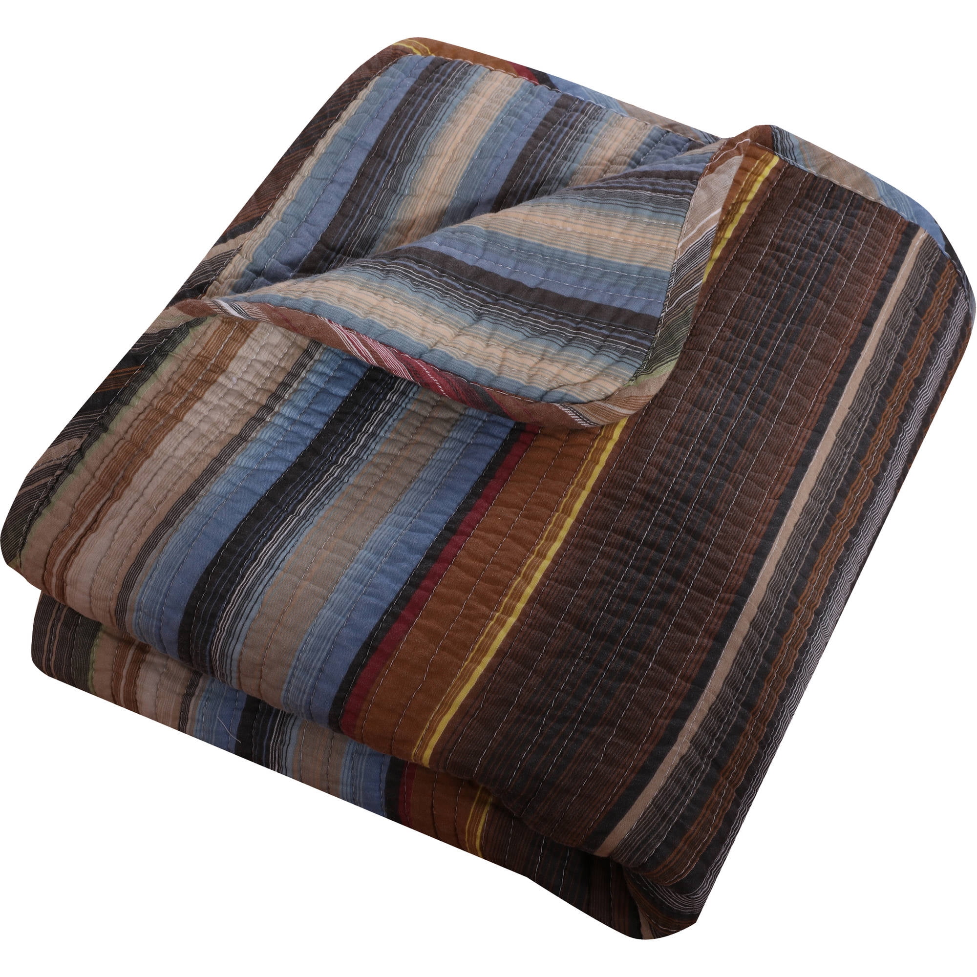 Global Trends Dylan 100% Cotton Reversible Quilted Throw Blanket, Earth, 50 x 60 inches