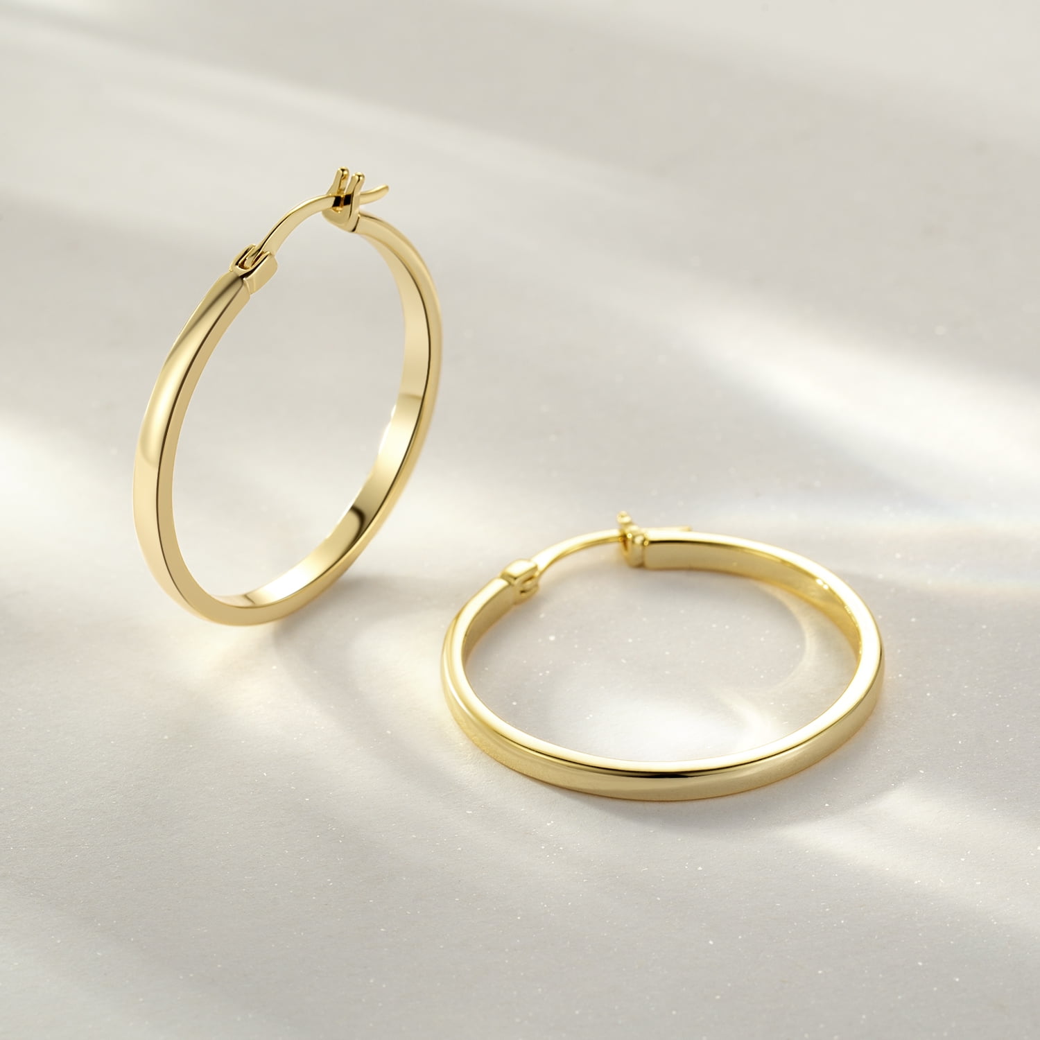 14K Gold Hoop Earrings for Women Lightweight 30mm Large Gold Hoops 14 Karat Gold Plated Earrings for Everyday Wear Elegant Earrings for Women Gift