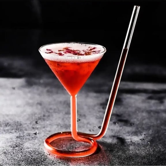 Jierger 201-300ml Creative Glass Spiral Glass Rotating Wine Glass Straw Cup Perfect for Parties, Home, and Outdoor Enjoyment
