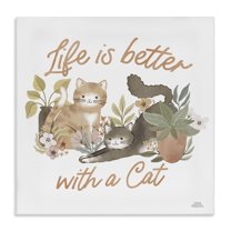 Stupell Industries Better with Cat Phrase Animals & Insects Painting Gallery Wrapped Canvas Art Print Wall Art, 36 x 36