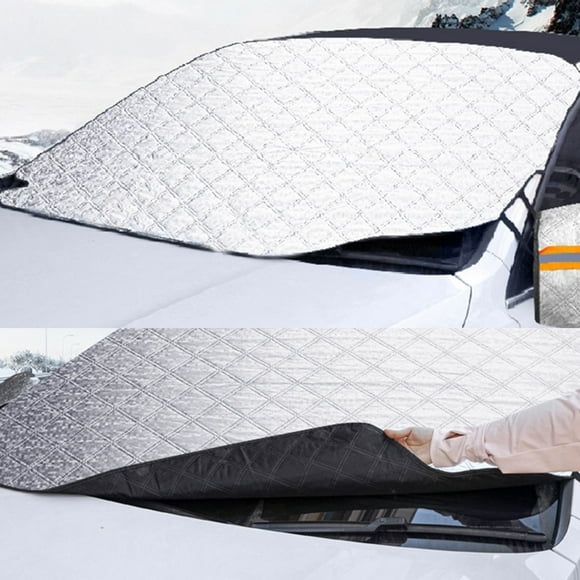 HaoXun Car Windshield Snow Cover with Side Mirrors Protector - Thicken Oxford Cloth and Aluminum Film for Ice Frost Protection, Winter Car Cover for Cars, SUVs and Small Trucks