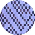 thumbnail image 1 of Ahgly Company Machine Washable Indoor Round Checkered Blue Modern Area Rugs, 6' Round, 1 of 4