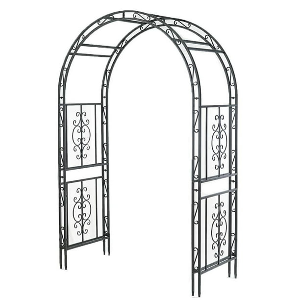 Montebello Iron Garden Arbor Trellis with Beautifully Crafted Scroll Work Design
