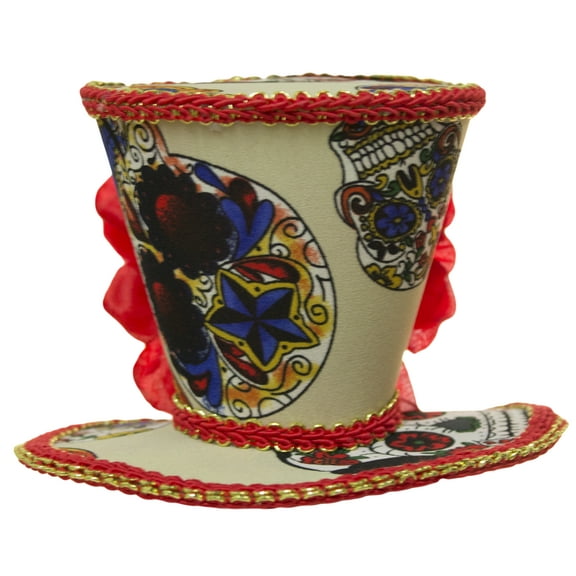 4 Inch Day of the Dead Mini Top Hat Hair Clip
