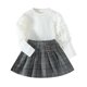 thumbnail image 1 of Gibobby Conjunto de 2 uds de sudadera y pantalón para niños pequeños, bebés, Niñass, camiseta de manga larga, Tops, faldas a cuadros de lana con botones(Gris, 4-5 Años), 1 of 5