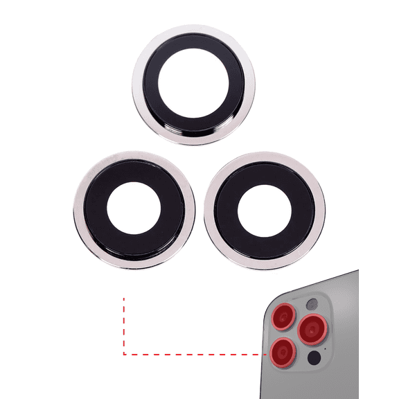 Replacement Back Camera Lens With Bracket & Bezel Compatible For iPhone 12 Pro Max (Silver) (Real Sapphire / Premium)