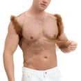 thumbnail image 3 of Alkepwun Mens Tank Tops Openwork Mesh Rhinestone Muscle Shirts with Feather Accents Summer Solid-Color Sexy Breathable Round-Neck Top, 3 of 5