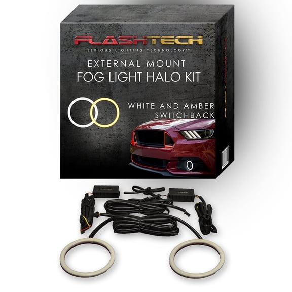 Flashtech External White Switchback LED Halo Ring kit for 2008-2014 Ford Focus Fog Lights