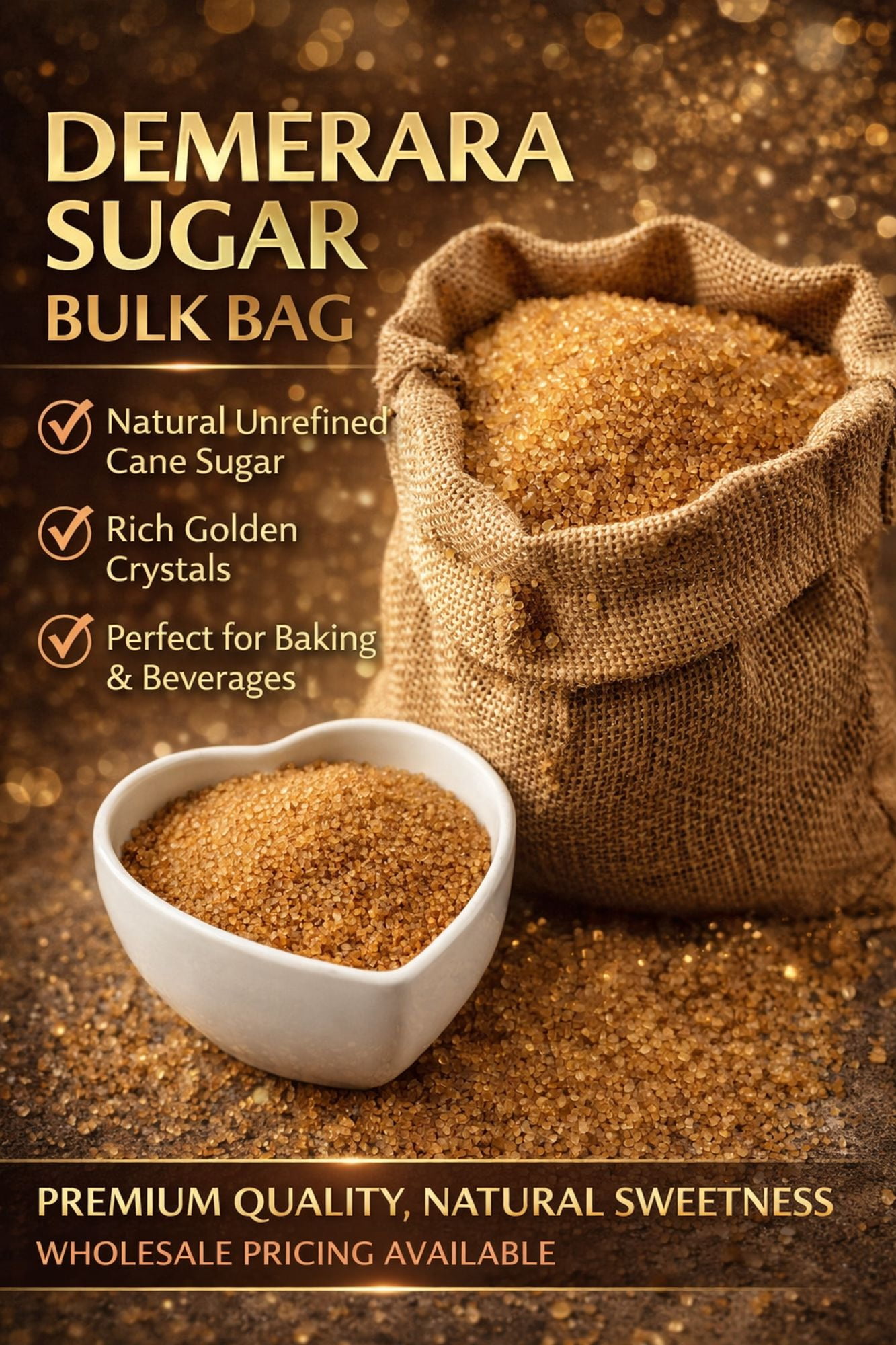 Michele’s Pantry Demerara Sugar (Unrefined Cane Sugar), 4 lbs, Allergen Free