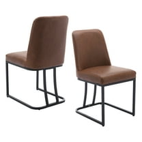 Guyou Modern Dining Chair Set of 2, Faux Leather Upholstered Side Chair with High Back and Metal Frame for Living Room Dining Room, Brown
