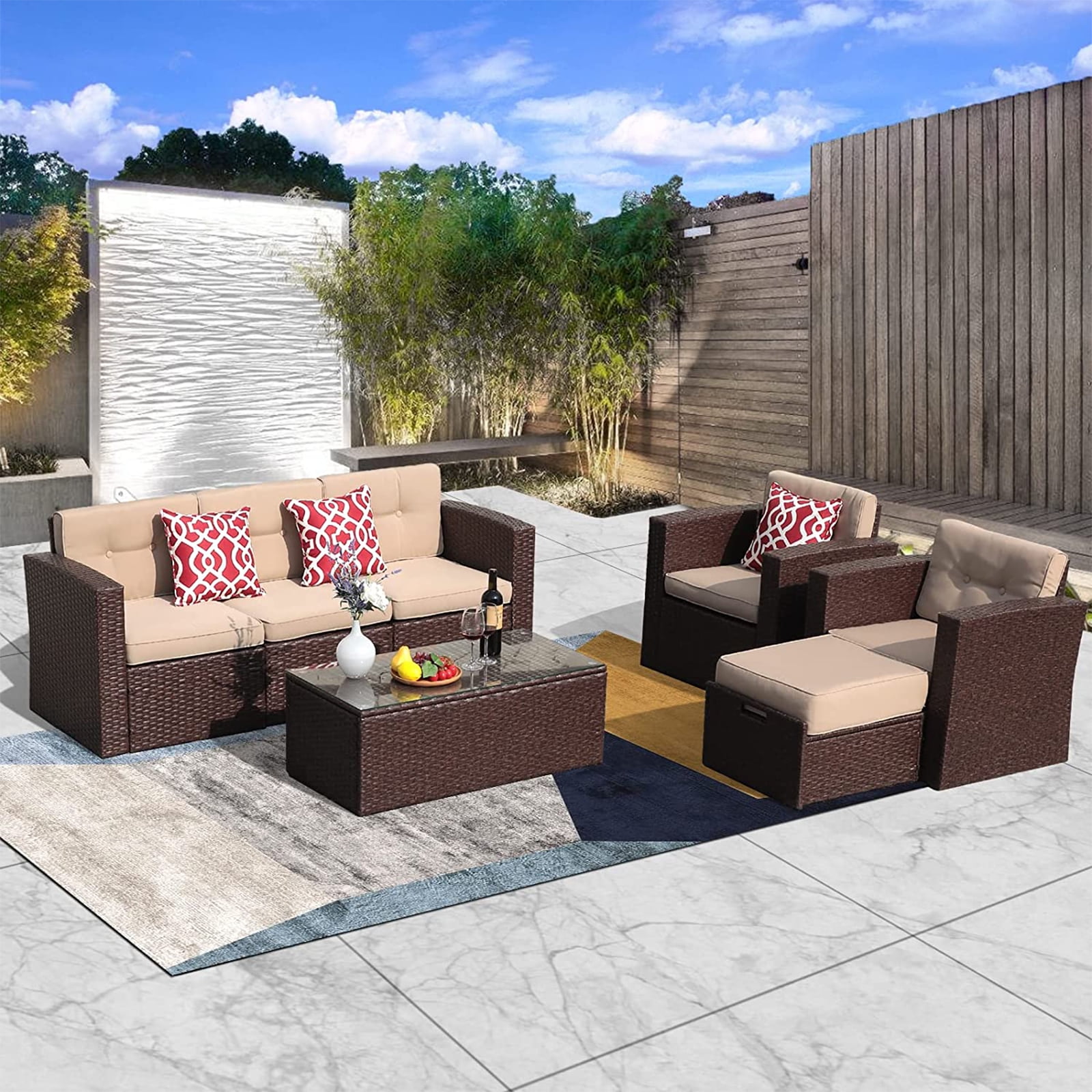 Kappa 4 piece rattan sofa set with cushions cheap