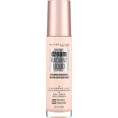 Base Líquida Radiante Maybelline, Cobertura Media, Hidrata y Adapta Tono, Marfil Claro, 1 Fl. Oz