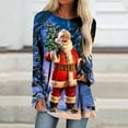 thumbnail image 2 of Christmas Long Sleeve Shirts for Women Bling Christmas Tree Print Tunic Tops Round Neck Casual Holiday Shirt Sweatshirt Womens Clearance Sweaters Sweatshirt Shirt, 2 of 5