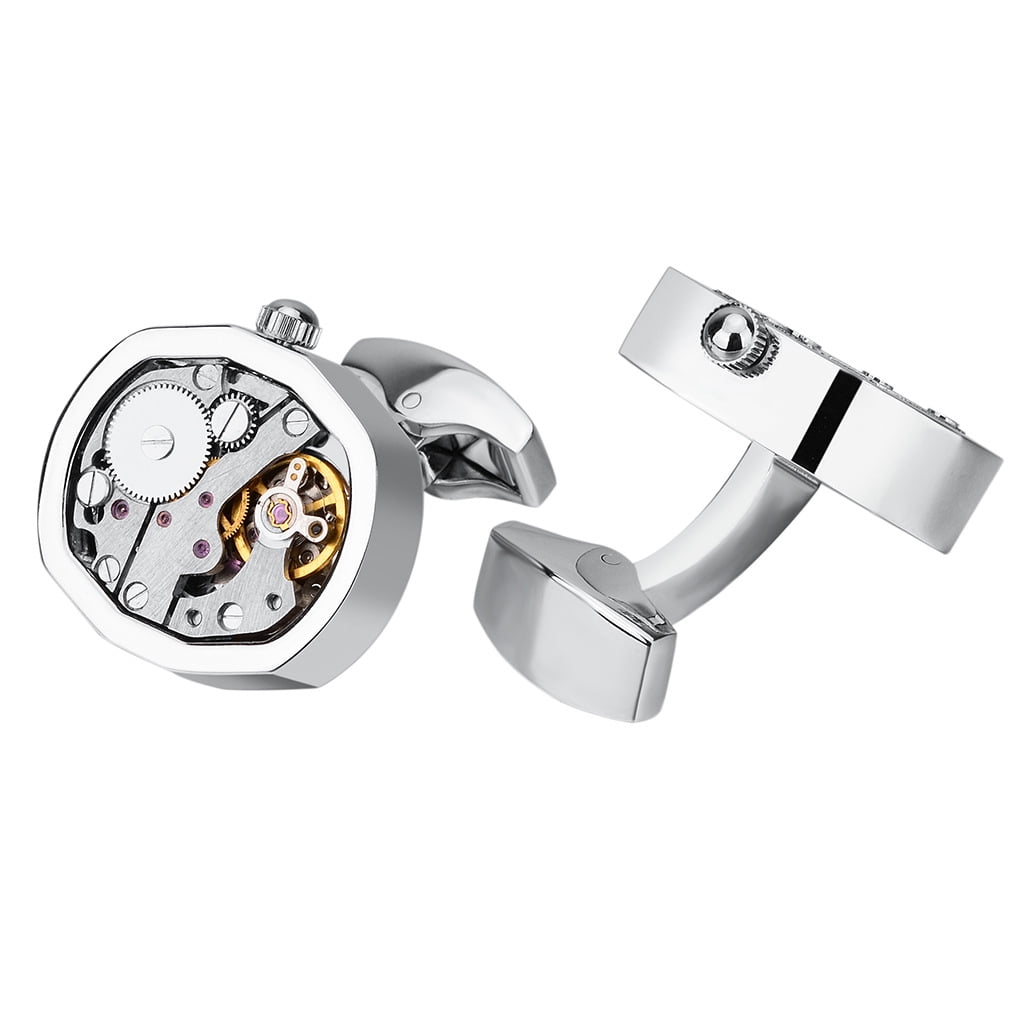 Mechanical Cufflinks for Men Luxury Men s Cufflinks Steampunk Watch Movement Shape for Wedding Anniversary Business Shirt Father s Day Walmart