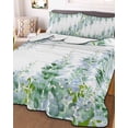 thumbnail image 3 of Quilts Twin-XL Size Bedding Set, Sage Green Wisteria Lightweight Quilted Comforter, Sprinng Summer Pastoral Botanical Soft Reversible Bedspread Coverlet with Pillow Covers for All Season, 68" x 98", 3 of 7