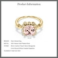 thumbnail image 6 of Gem Stone King 2.10 Ct 8mm Cushion Peach Nano Morganite White Created Sapphire 18K Yellow Gold Plated Silver Ring, 6 of 6