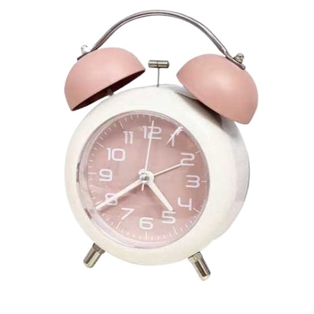 Reloj despertador analógico con pilas rosa for dormitorio, sala de estar, sala de estudio, dormitorio escolar, reloj despertador de mesa multifuncional