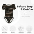 thumbnail image 6 of Fotbe Women Short Sleeve Bodysuit Round Neck American Flag With Desert Camouflage Bodysuit For Women Round Neck Scoop Neck Long Sleeve Stretch Tops Jumpsuit-Small, 6 of 9