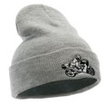 thumbnail image 4 of Moto Bike Embroidered 12 Inch Long Knitted Beanie - Heather Grey OSFM, 4 of 5