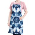 thumbnail image 5 of Blue White Tie Dye Mandala Pattern Apron-Garden Aprons for Women with Pockets-Cotton Linen Waterproof Kitchen Cooking Gardening Aprons Adjustable for Kitchen,Cooking,BBQ and Salon 33x27 Inch, 5 of 7
