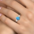 thumbnail image 4 of Gem Stone King 925 Silver and 10K Yellow Gold Simulated Blue Opal and White Moissanite Engagement Ring for Women | 1.36 Cttw | Oval Cabochon 9X7MM | Gemstone October Birthstone | Size 5, 4 of 7