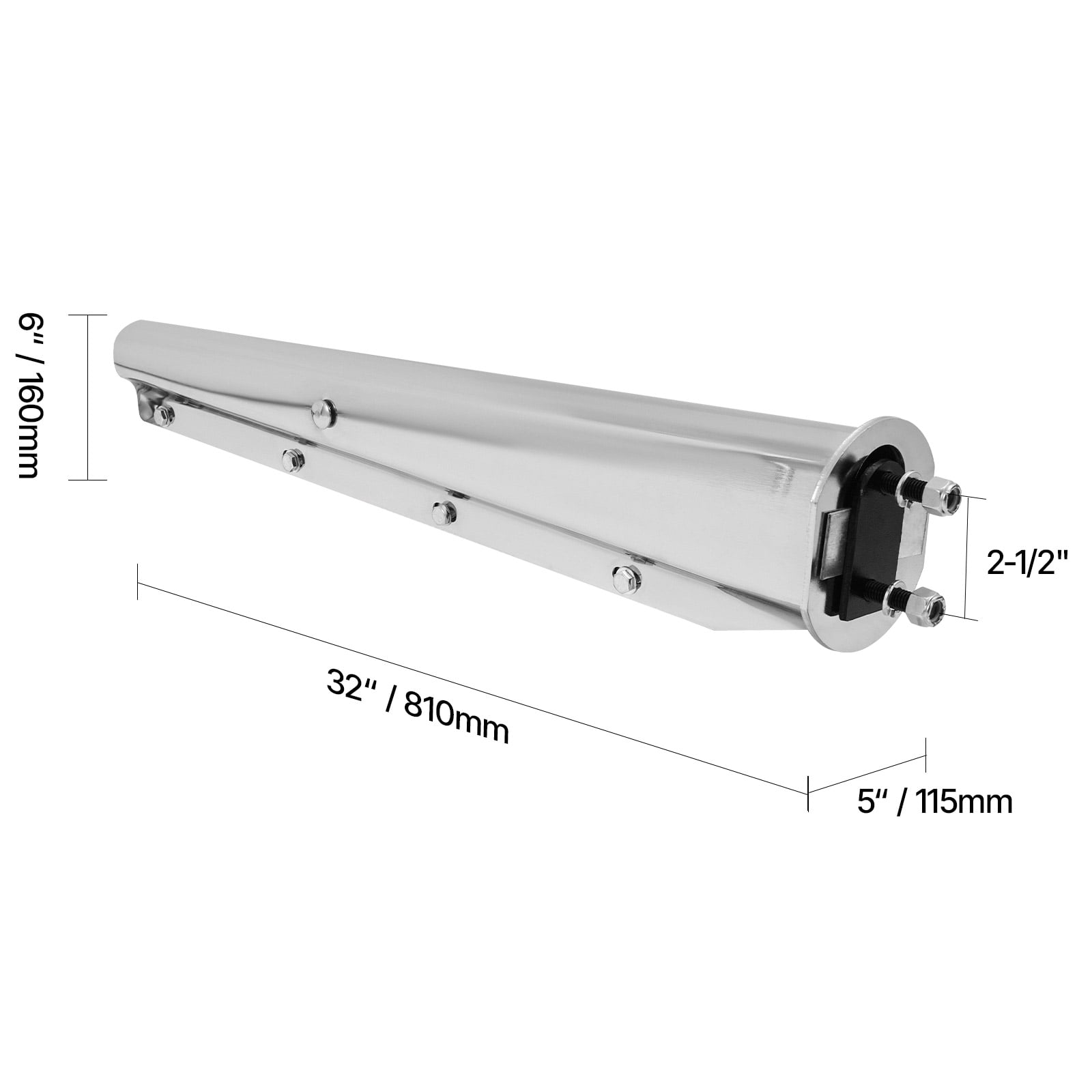 KFFKFF Chrome Straight Spring-Loaded Mud Flap Hangers, 2-1/2" Bolt Spacing for Semi Trucks, Heavy-Duty Mud Flap Hanger Set with Reflective Aluminum Plates, Silver