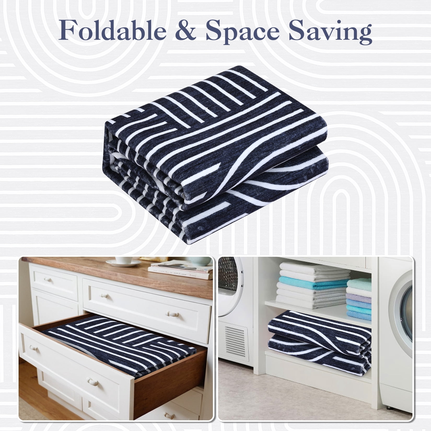 Hasoo 2'x 6' Navy Runner Rug Modern Strip Indoor Carpet Soft Non Slip Runner for Laundry Bathroom Entryway Bedroom
