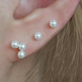 thumbnail image 5 of Triple  Pearl Screw Back Earrings, 5 of 5