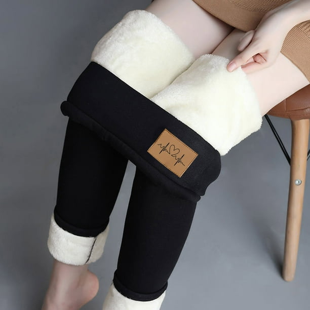 Women Thermal Fleece Lined Leggings with Pockets High Waist Winter
