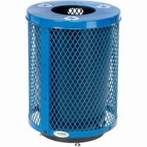 Global Industrial B3178676 Outdoor Diamond Steel Recycling Trash Can - Base & Flat Lid - 36 gal - Blue