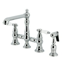 Kingston Brass KS7271BPLBS Bel-Air Two-Handle 4-Hole Deck Mount Bridge Kitchen Faucet with Brass Side Sprayer in Polished Chrome