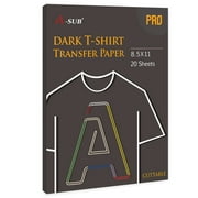 A-SUB PRO Inkjet Iron-on Dark Transfer Paper for Fabrics 8.5x11 20 Sheets, Inkjet Heat Transfer Paper for Dark T-shirts Work with Cricut