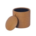 thumbnail image 2 of Otomana de almacenamiento HomePop redonda de piel sintética Carmel, 2 of 4