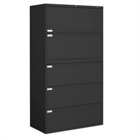 Global Office 5 Drawer Lateral Metal File Cabinet Light Grey