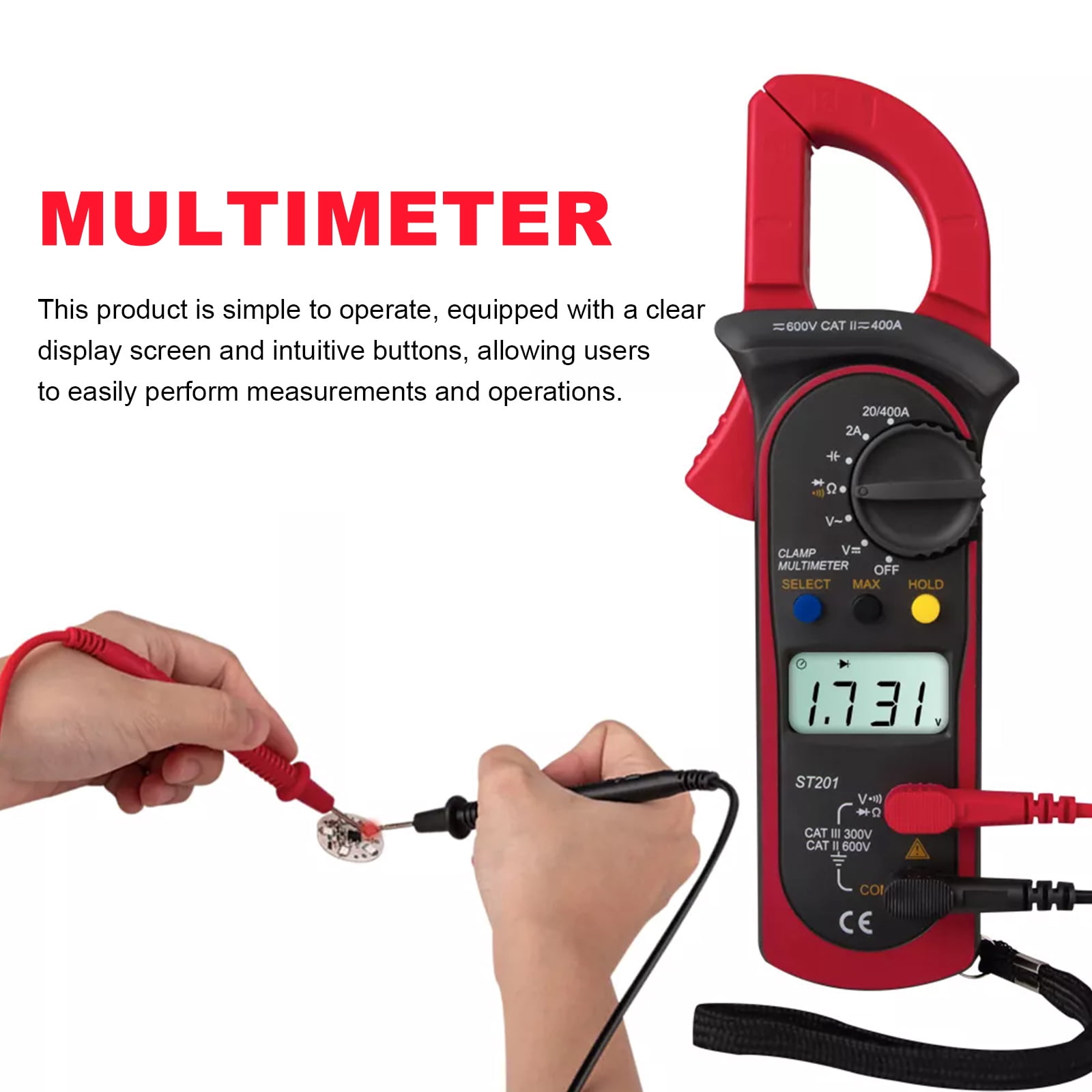 LEORX Klein Clamp Meter Clamp Meter Multimeter Red Plastic 1Set