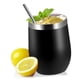 thumbnail image 2 of Juego de tazas de cáscara de huevo de acero inoxidable 304 de 12 oz, taza de aislamiento de vino de gran barriga en forma de U con cubierta de taza de pajita, cepillo negro, 2 of 10