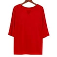 thumbnail image 4 of Turilly Women's Plus Size Crewneck Tops with Front Cutout 3/4 Sleeves Solid Color Base Layer T-Shirt, 4 of 6