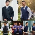 thumbnail image 4 of HISDERN Mens Vest Ties Sets Formal Waistcoat Paisley Black Necktie Pocket Square 3PC Suit Vests L, 4 of 8