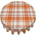 thumbnail image 2 of Nappe Ronde à Carreaux d'Automne 60 Pouces Orange Brûlé à Carreaux Buffalo Nappe d'Automne Récolte Action de Grâce Fêtes Couvre-Table Polyester Nappes Intérieures Extérieures pour Cuisine Salle à Manger Fête, 2 of 7