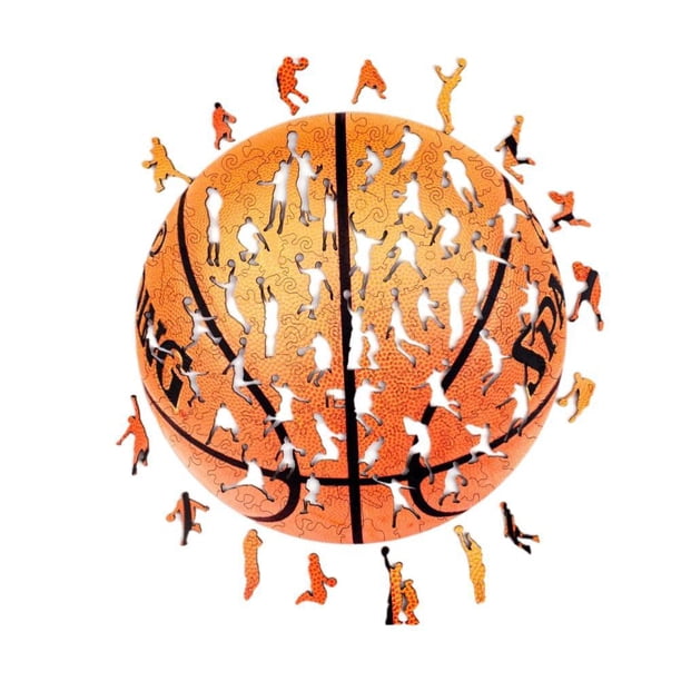 Rompecabezas de madera de 203 piezas con forma irregular de baloncesto, ideal como regalo para adultos y niños.
