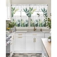 thumbnail image 4 of Green Leaves Swag Kitchen Curtains Sets for Windows 24 Inch Length, Summer Botanical Tropical Plants Leaf Short Window Curtain Panels Swags Valances and Tiers 3 Piece Set for Cafe/Dining Room, 4 of 5